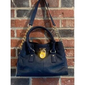 Michael Kors Navy Blue Leather Large Shoulder Bag